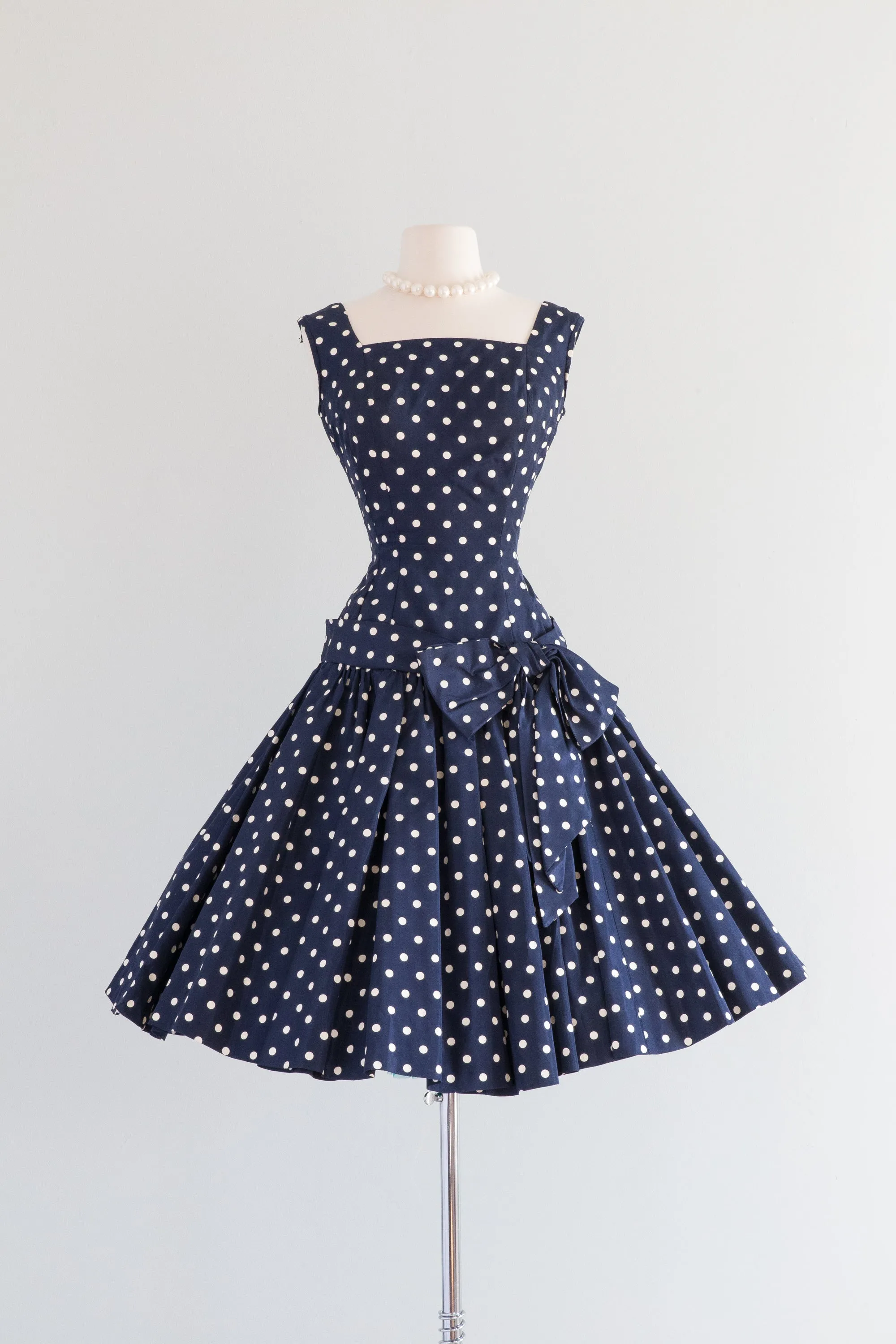 1950's LUCY Polka Dot Taffeta Party Dress With Bolero / Small