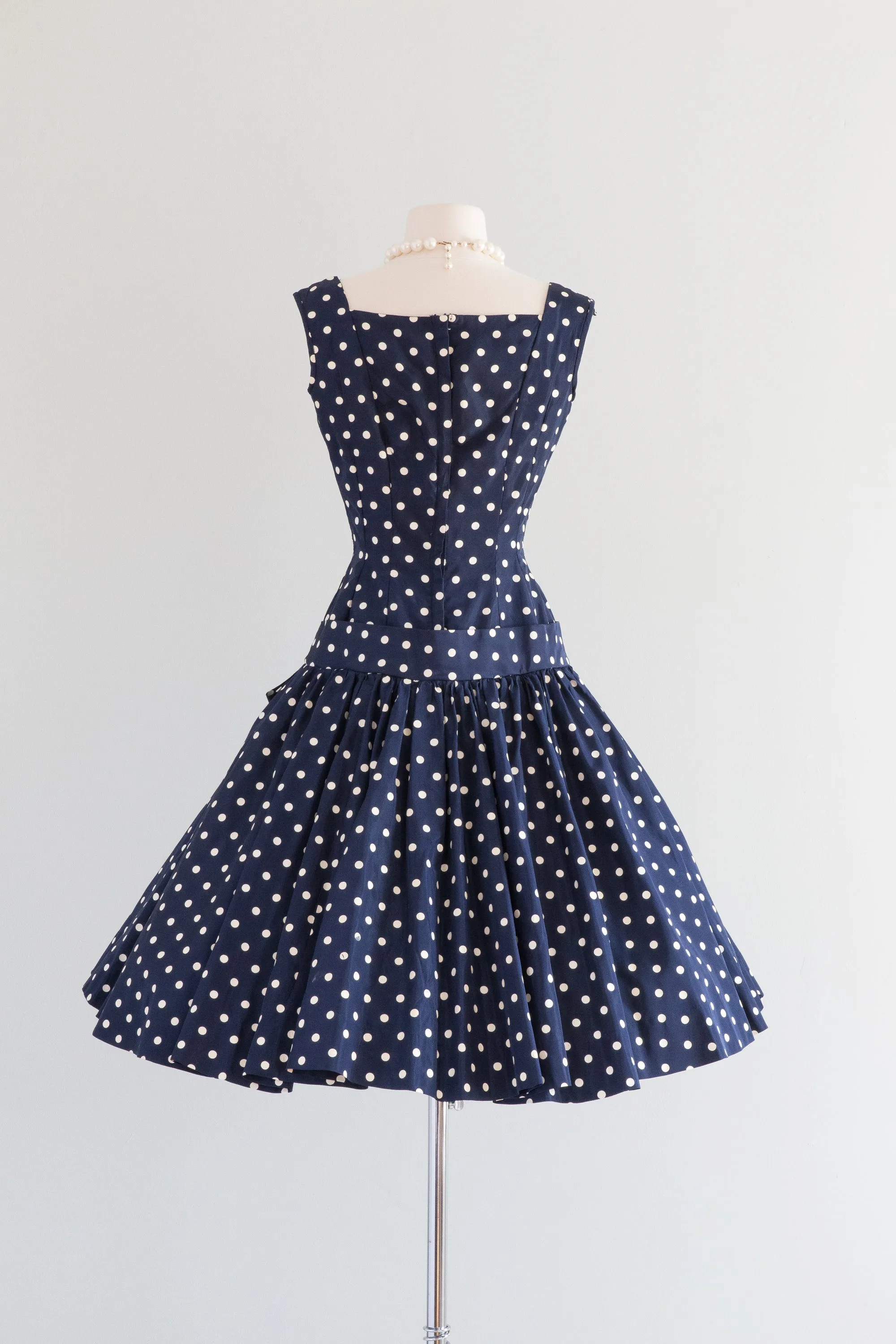 1950's LUCY Polka Dot Taffeta Party Dress With Bolero / Small