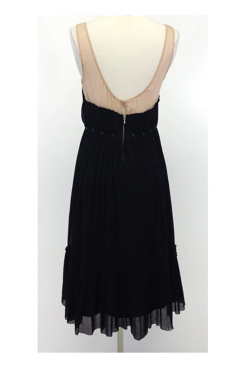 3.1 Phillip Lim - Nude & Black Silk Dress w/ Embellished Waist Sz 0