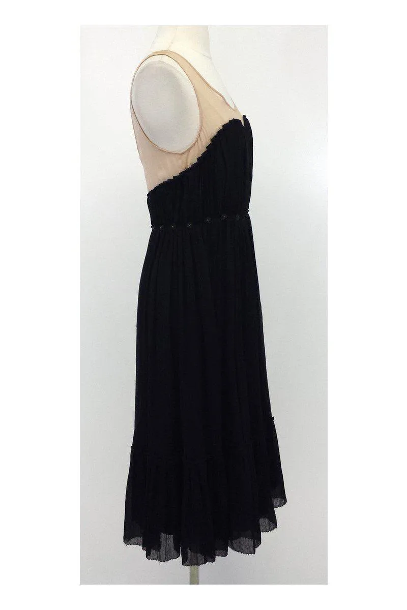 3.1 Phillip Lim - Nude & Black Silk Dress w/ Embellished Waist Sz 0