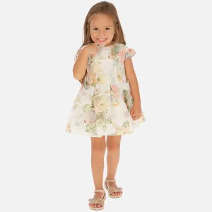 3930 Short Sleeve Devore Flower Dress