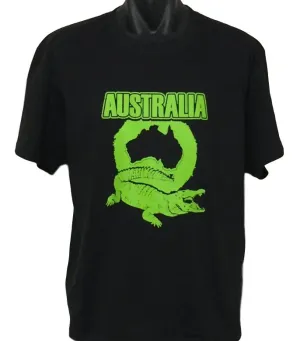 Australia Crocodile Adults T-Shirt (Black)