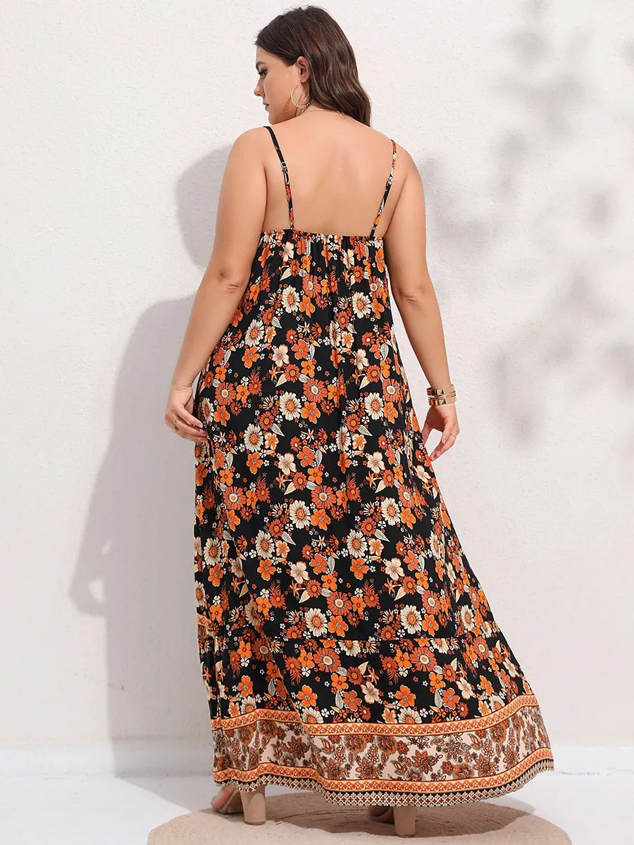 BerriesJam - 2024 V-neck Backless Elegant Large Hem Boho Long Dress