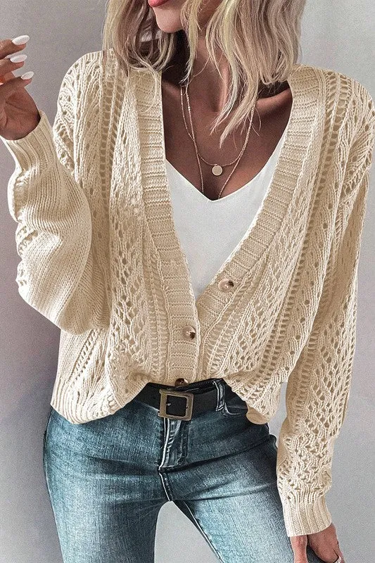 Bethany Open Knit Drop Shoulder Cardigan