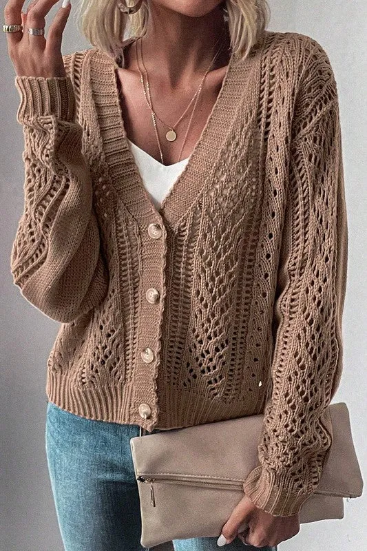 Bethany Open Knit Drop Shoulder Cardigan