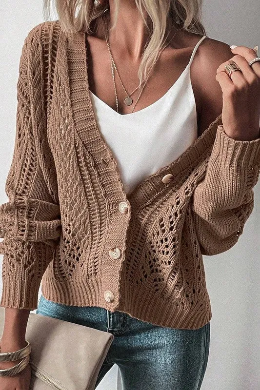 Bethany Open Knit Drop Shoulder Cardigan