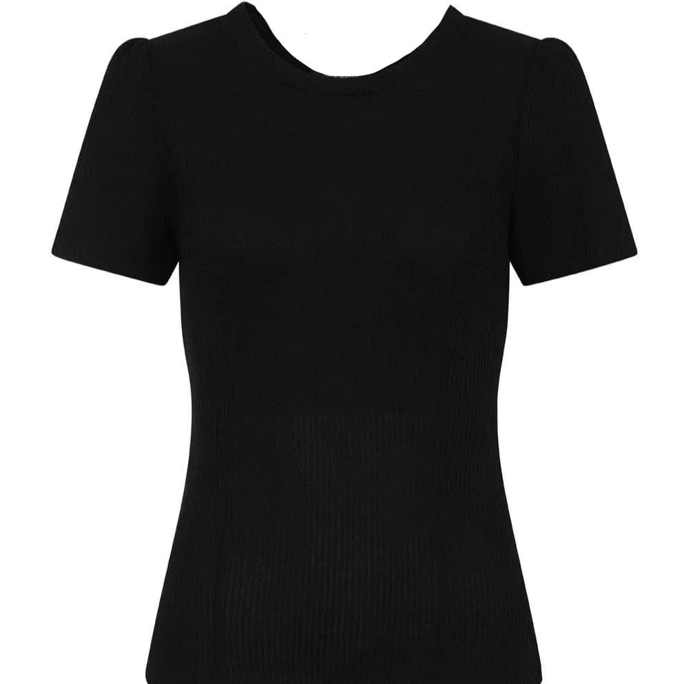 Black Vintage Ribbed Knitted Top