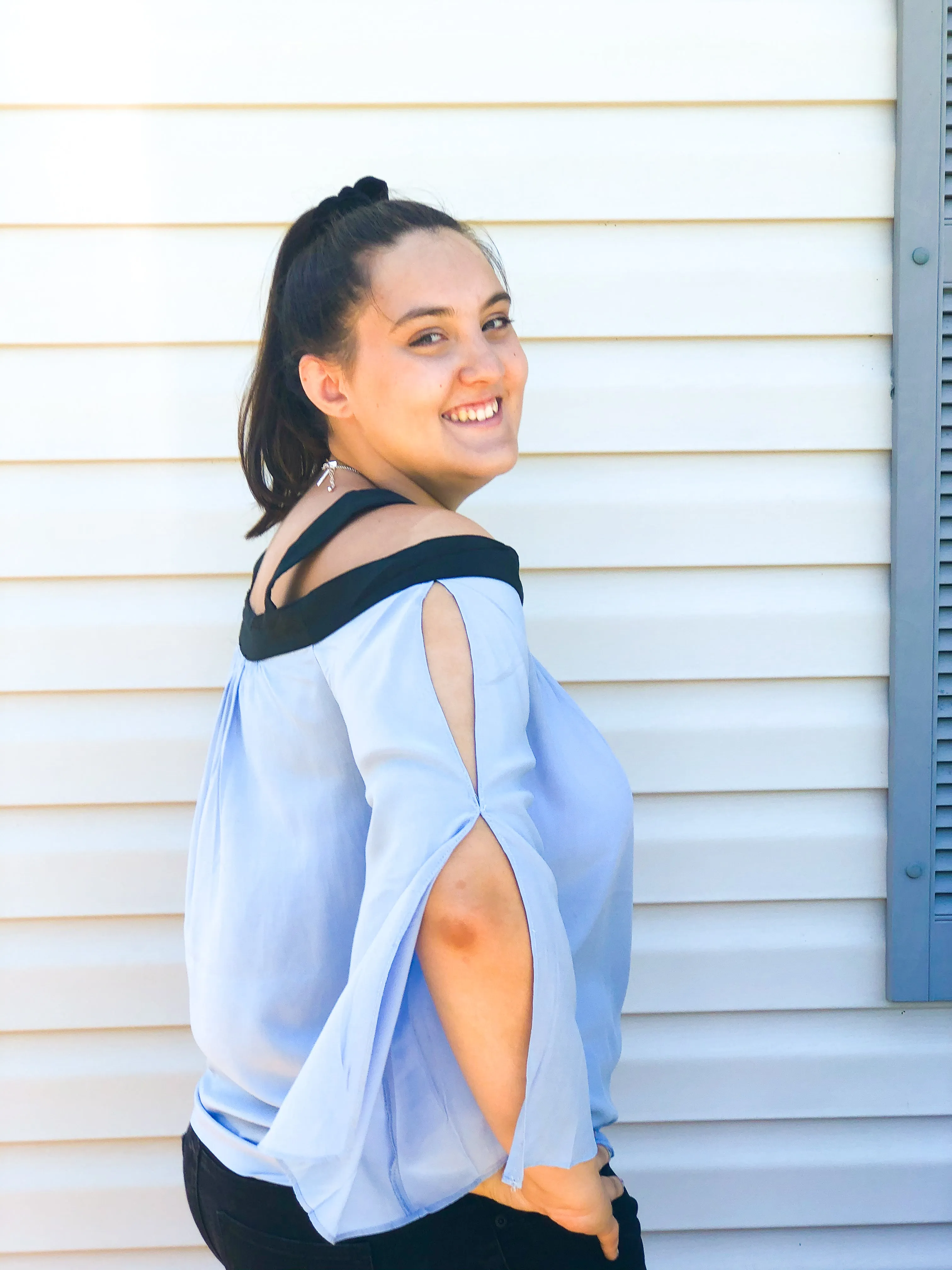 Blue Sky Flutter-Sleeve Top