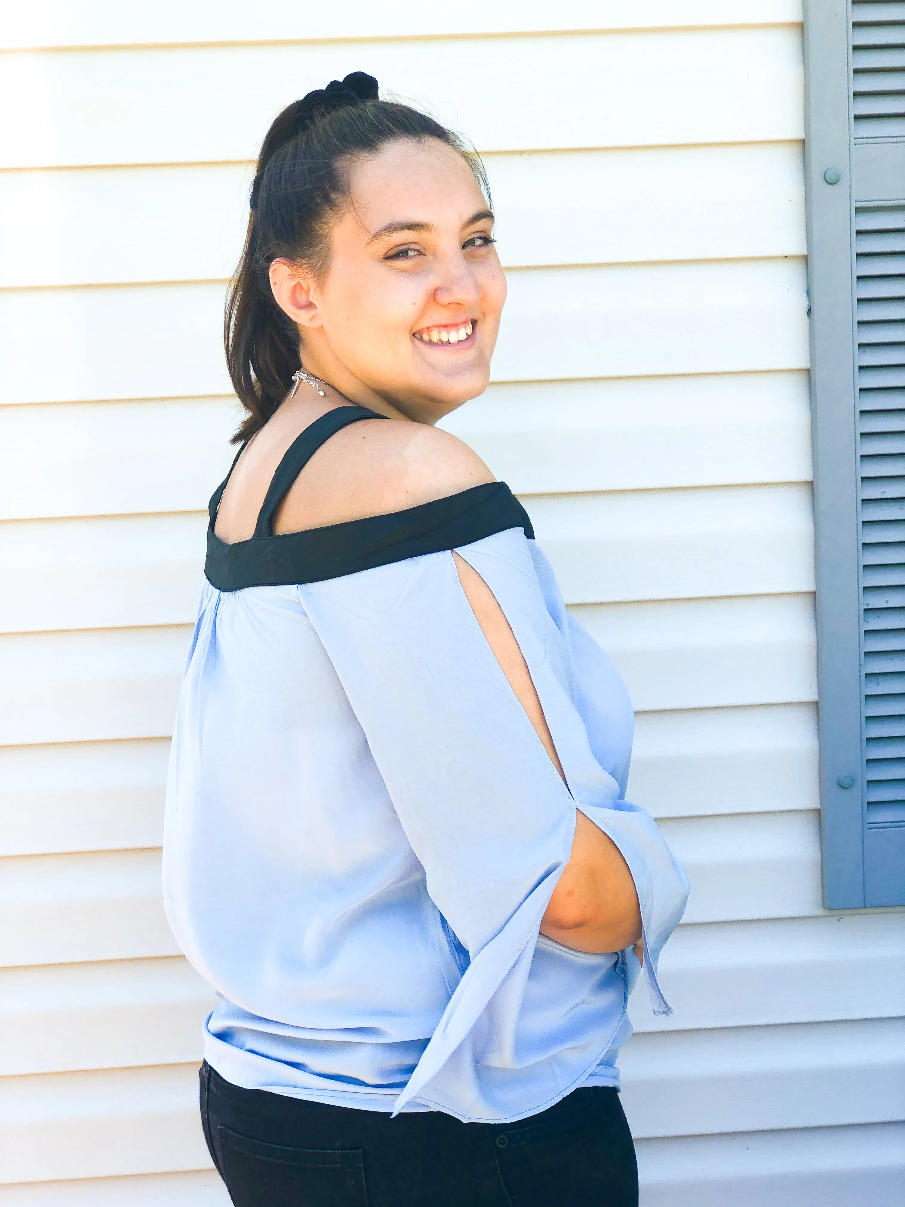 Blue Sky Flutter-Sleeve Top