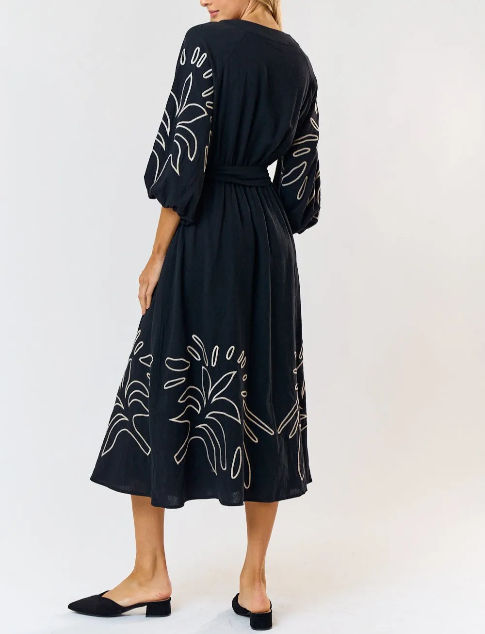 Calliope Long Sleeve Embroidery Dress