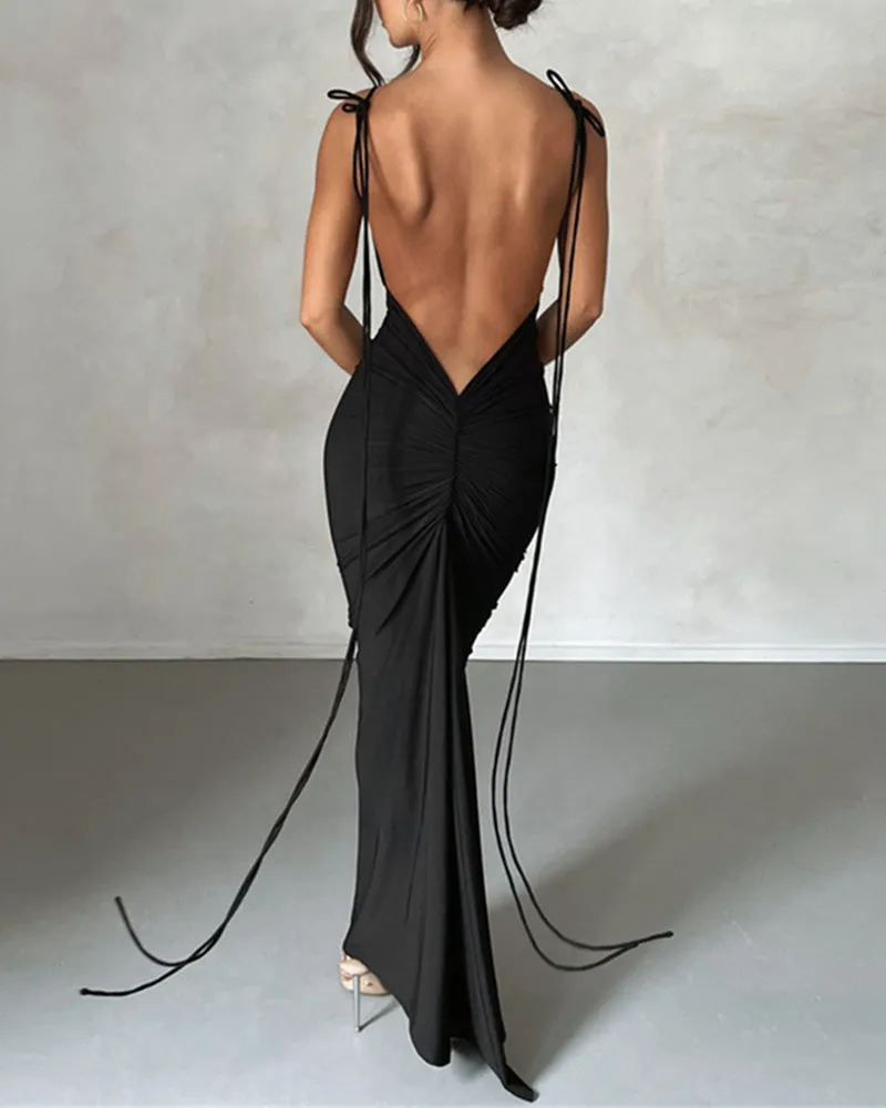 Charlize Backless Empire Maxi Dress