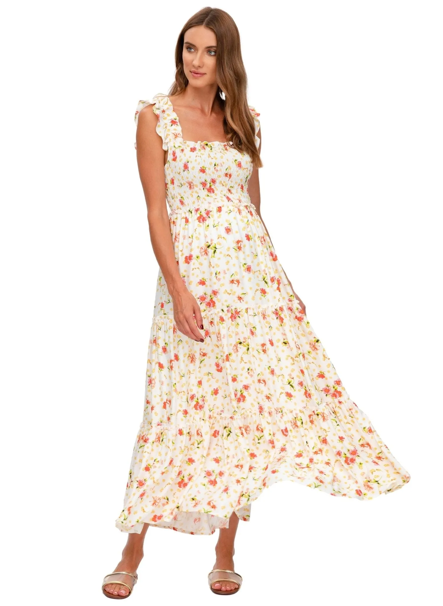 Chloe Long Maternity Dress - Romantic Garden