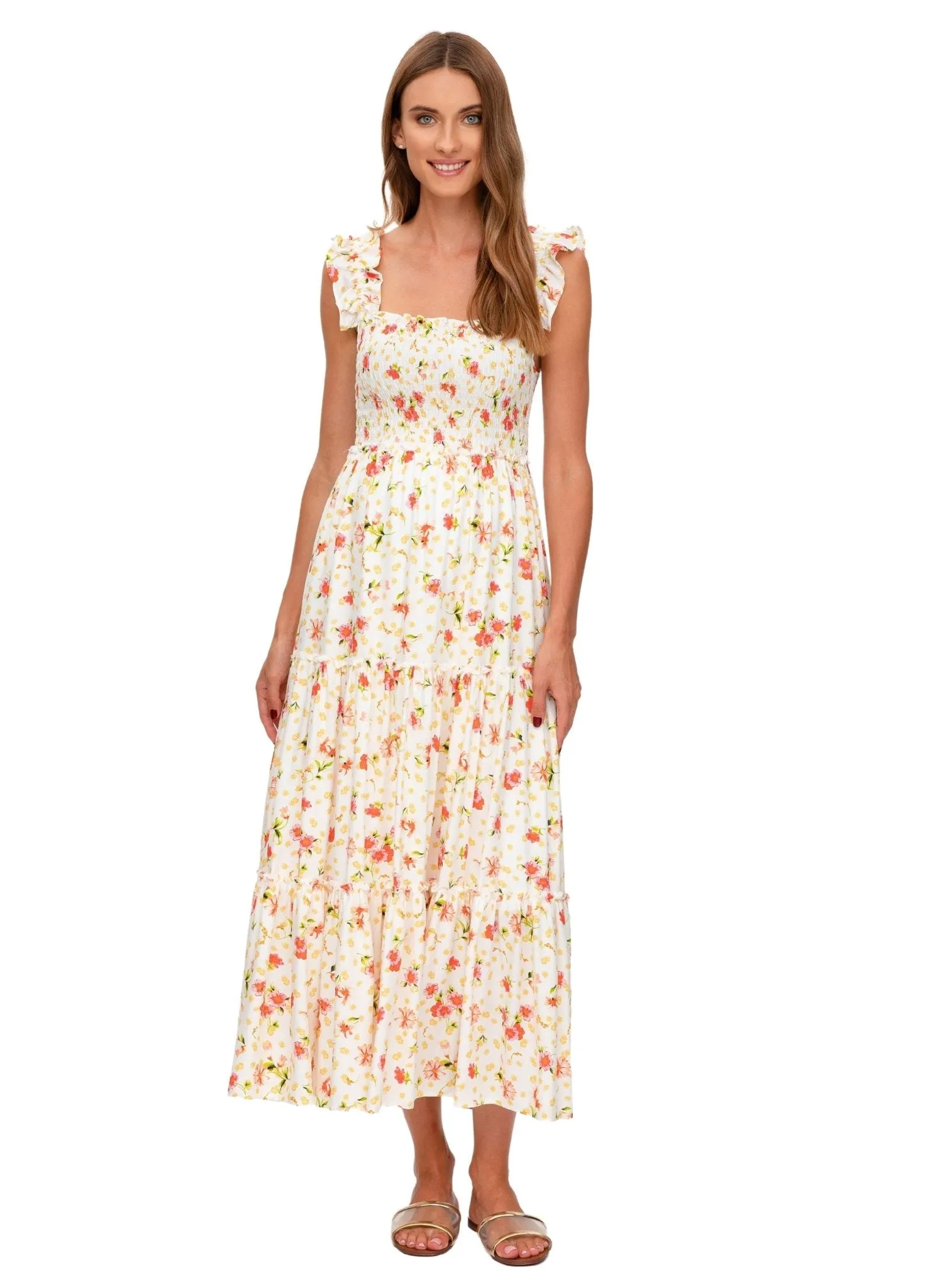 Chloe Long Maternity Dress - Romantic Garden