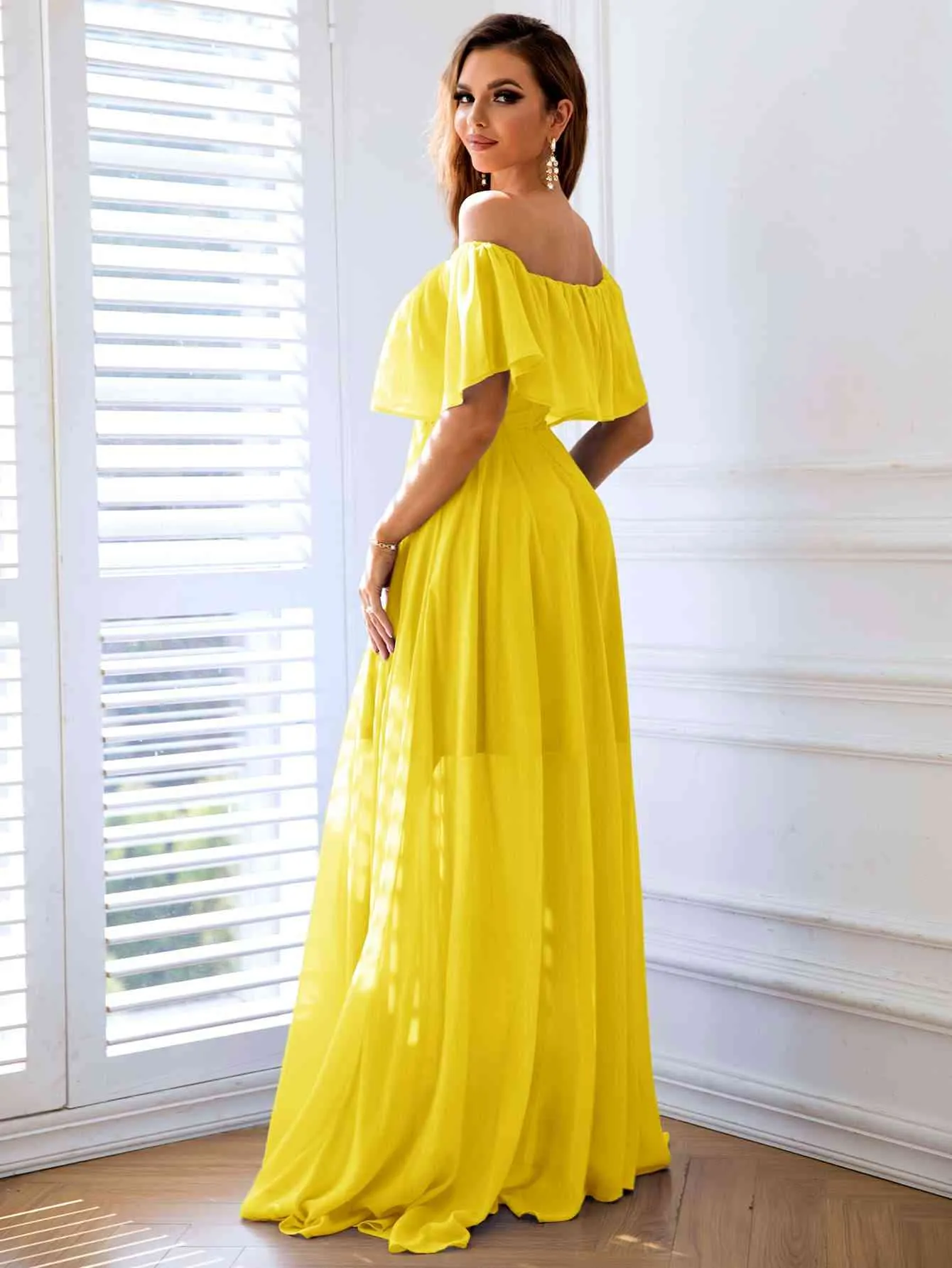 Elegant Flowing Off Shoulder Summer Maxi Dress