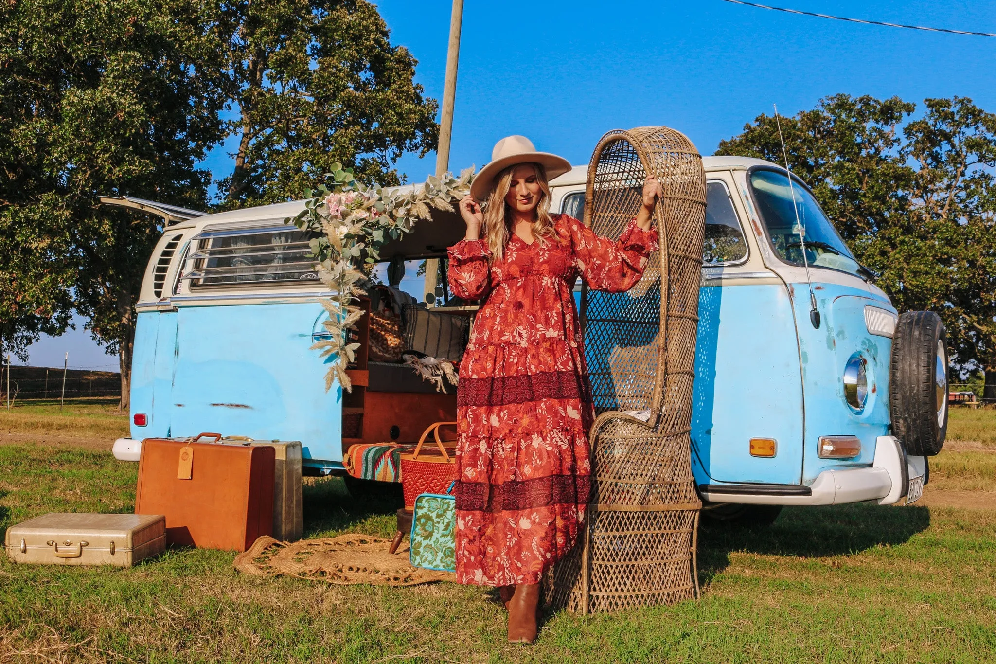 Fallin' For You Rust Floral Dress