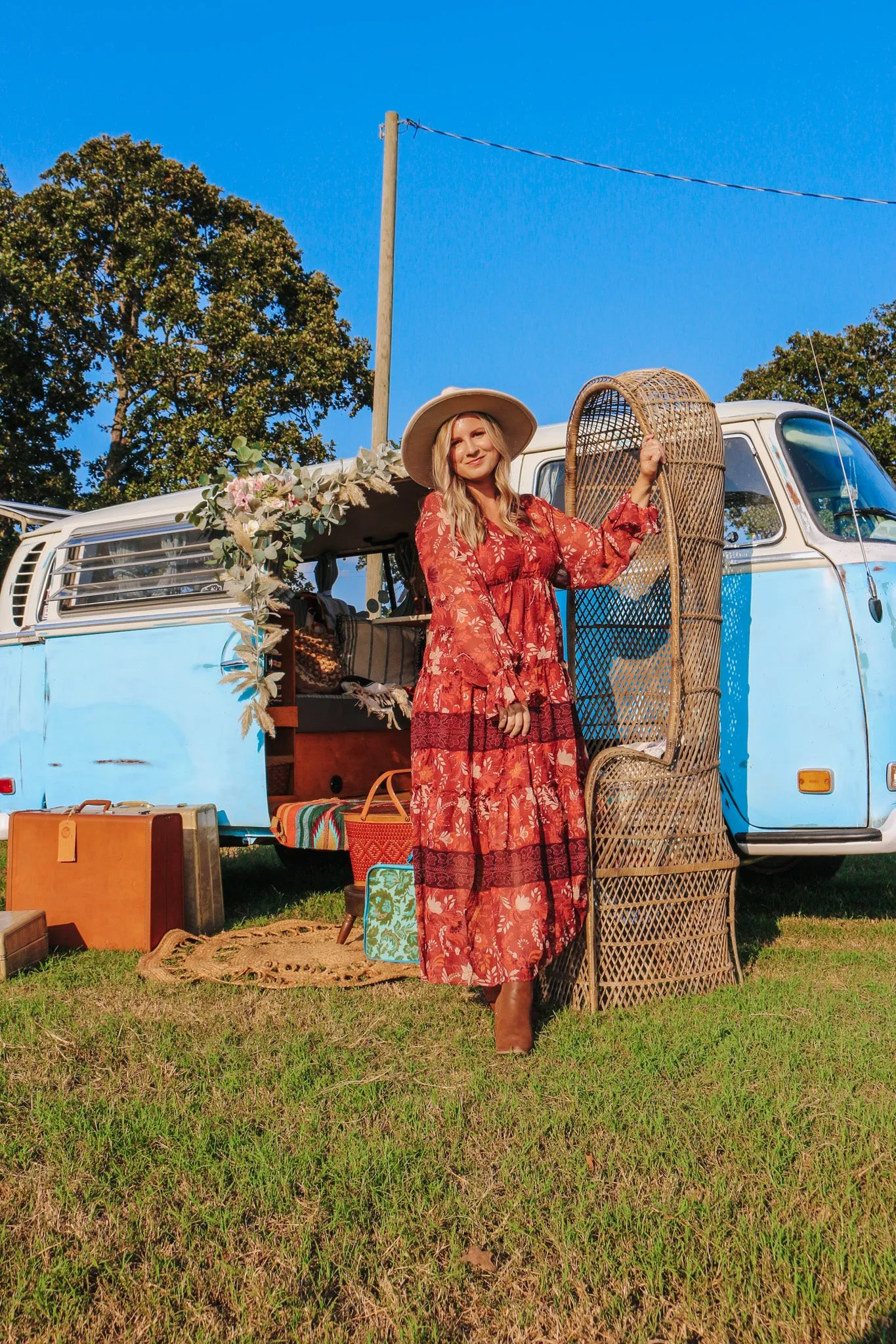 Fallin' For You Rust Floral Dress