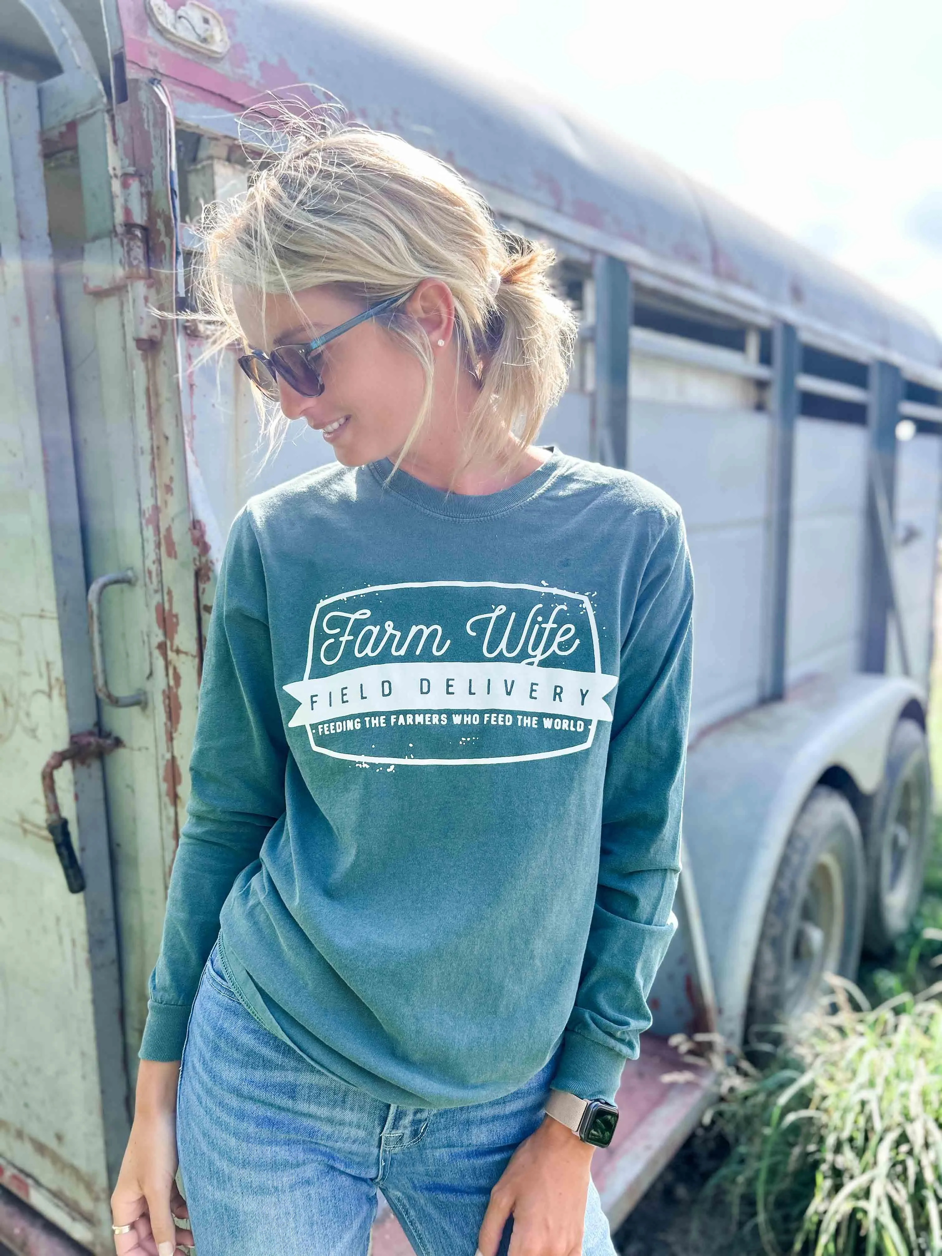 Farm Wife Field Delivery Emerald Long Sleeve