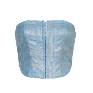 Fashion Elegant Strapless Corset Denim Tube Top Short Pins Up Streetwear Coated Bustier Top Clubwear Bandeau Tie Dye