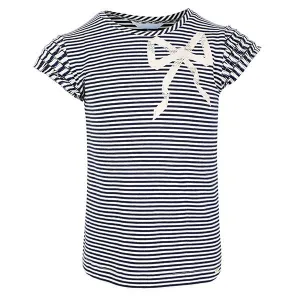 GIRLS  NAVY SHORT SLEEVE STRIPED T-SHIRT