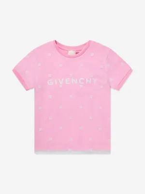 Givenchy Girls 4G Logo Mesh T-Shirt in Pink