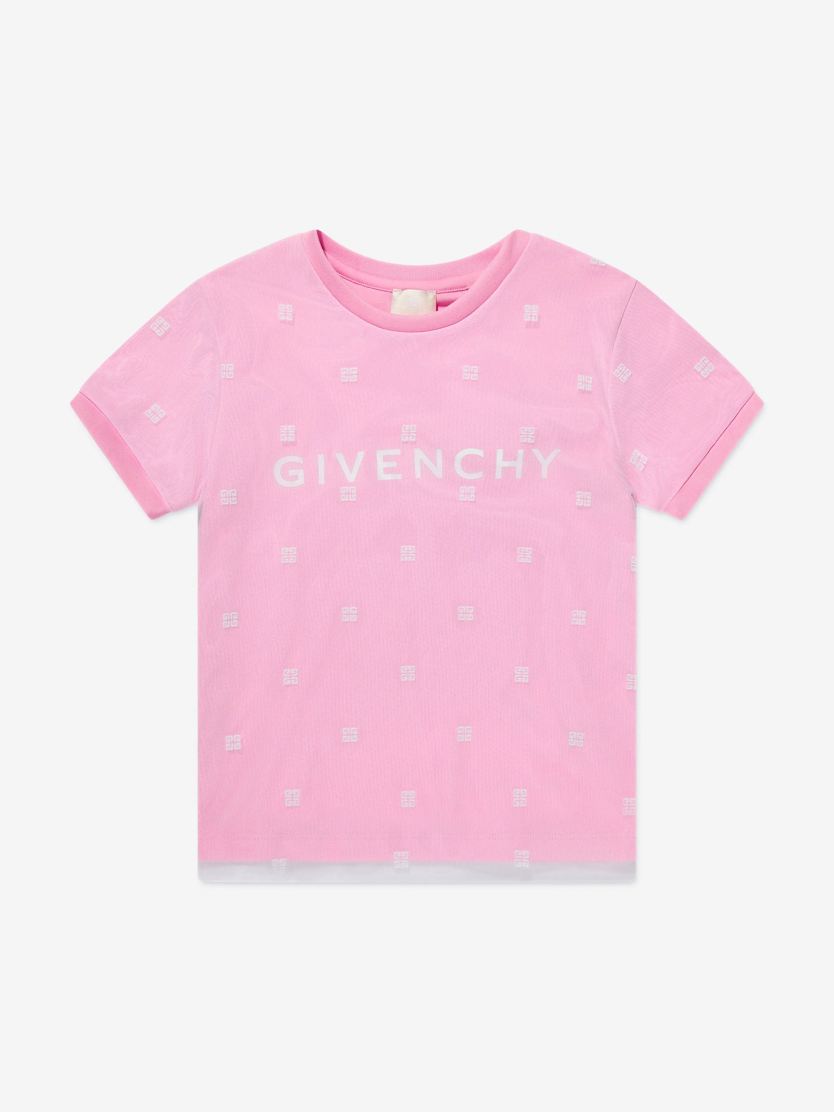 Givenchy Girls 4G Logo Mesh T-Shirt in Pink