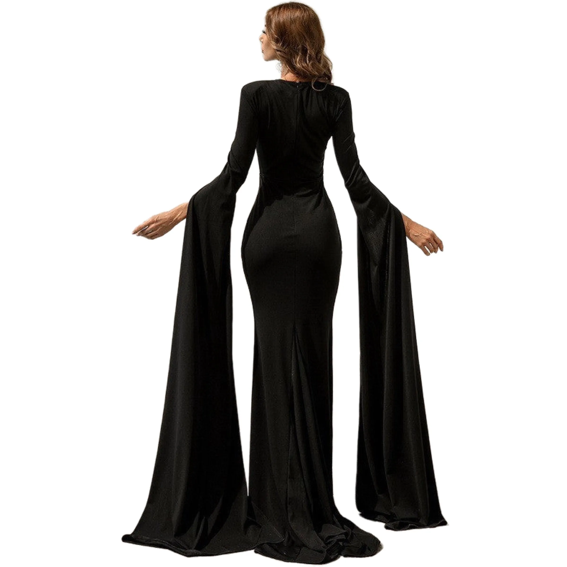 Goddess Maxi Dress Exaggerated Long Split Sleeve Prom Dress in Black, White and Red Size S, M, L, XL, 2XL, 3XL, 4XL, 5XL