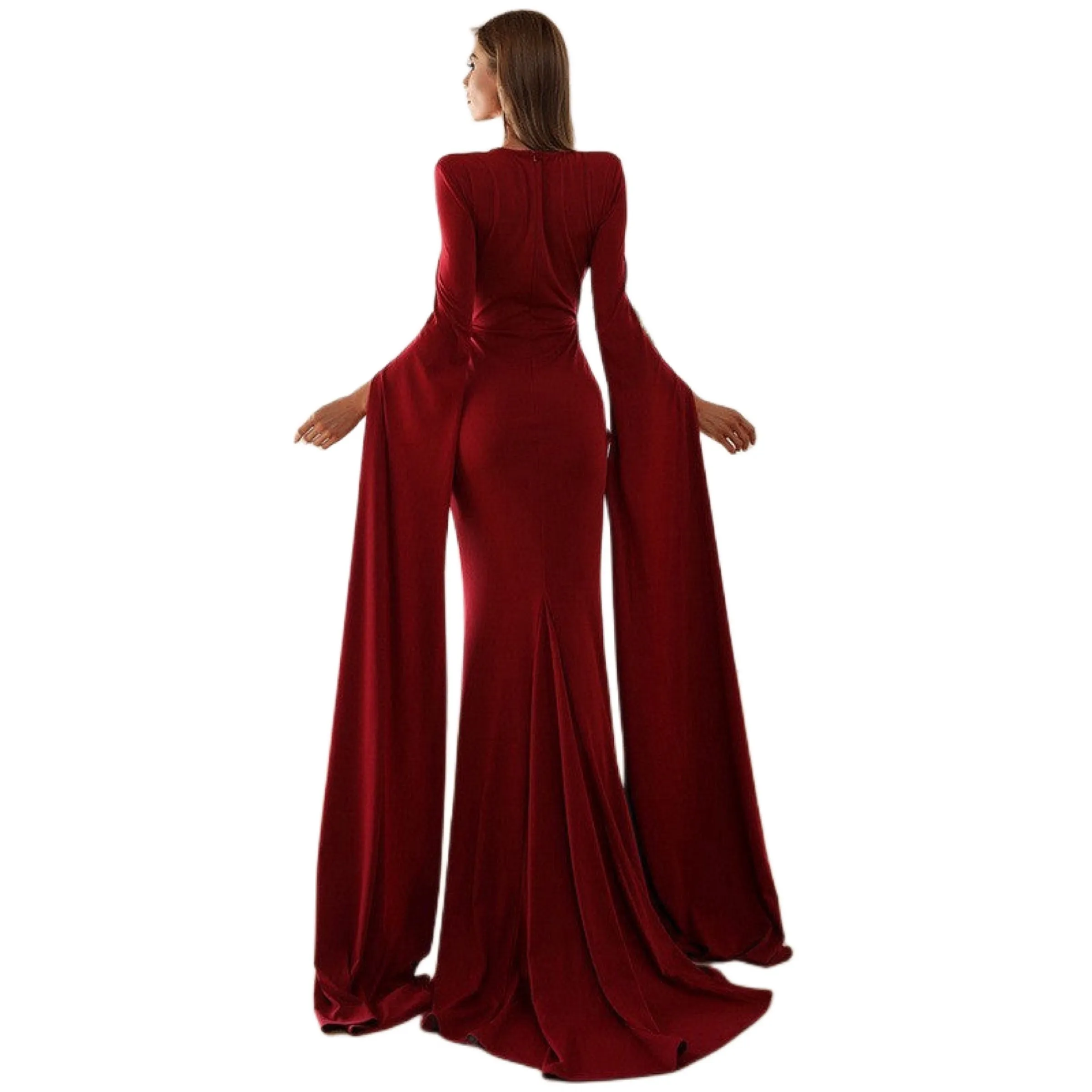 Goddess Maxi Dress Exaggerated Long Split Sleeve Prom Dress in Black, White and Red Size S, M, L, XL, 2XL, 3XL, 4XL, 5XL