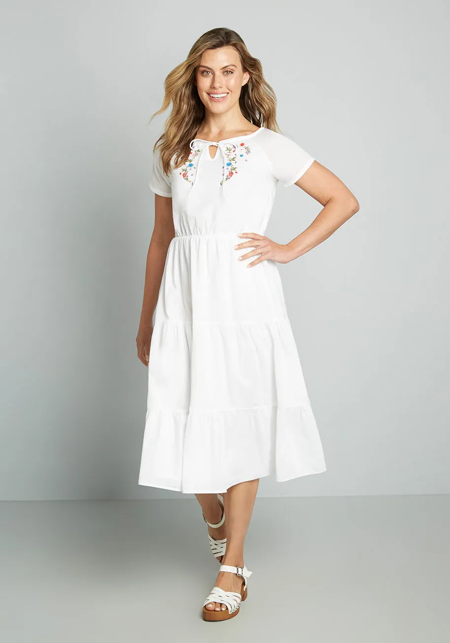 Graceful Garlands Embroidered Midi Dress