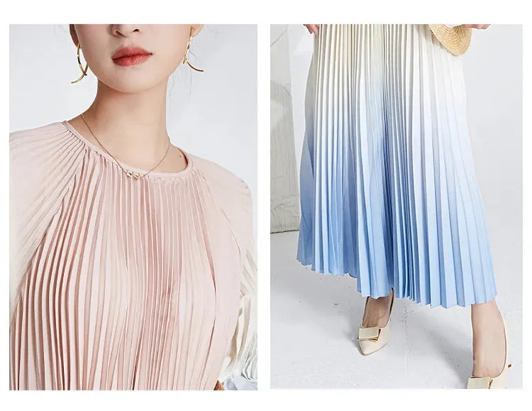 HEYFANCYSTYLE Pastel Ombre Pleated Dress