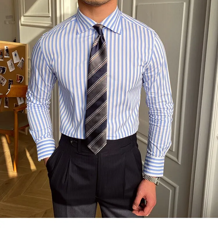 Italian Blue Striped Shirt