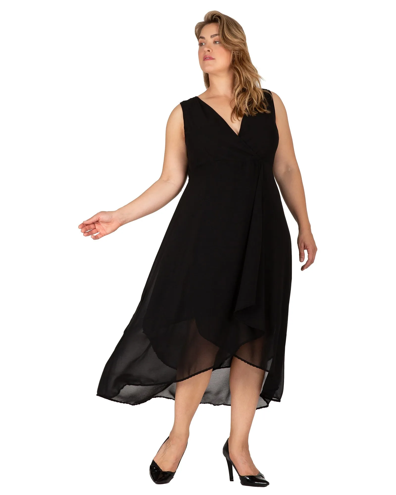 Leia High Low Maxi Dress | Black