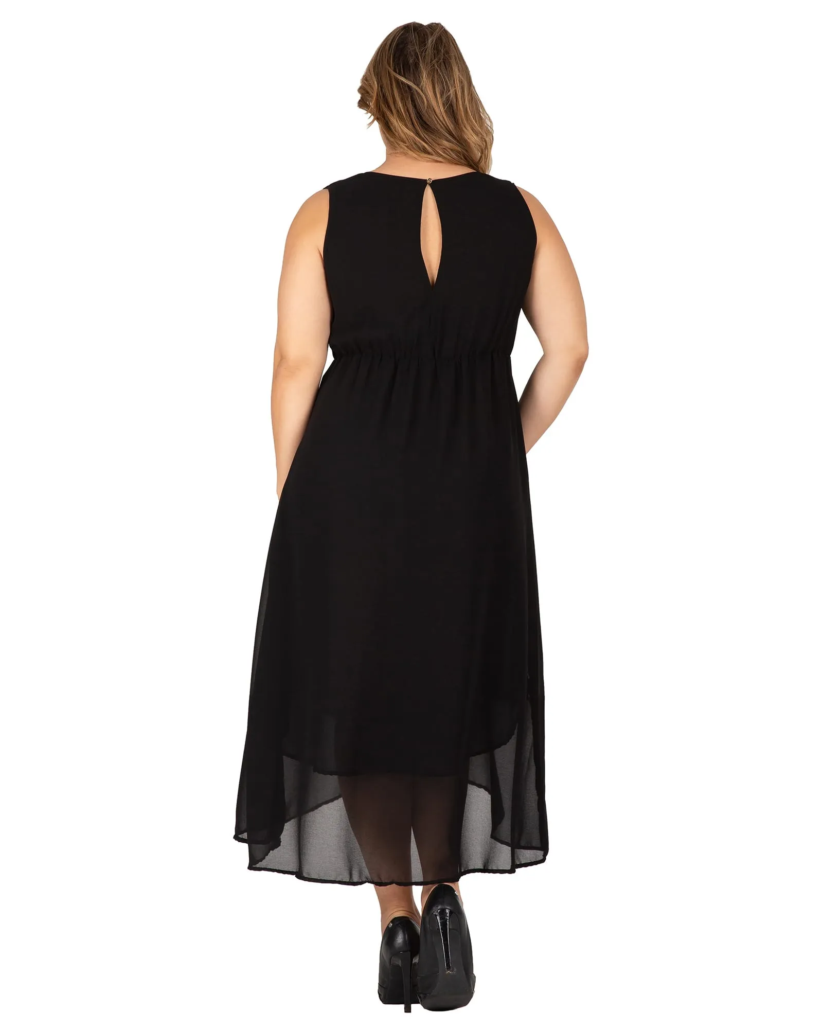 Leia High Low Maxi Dress | Black