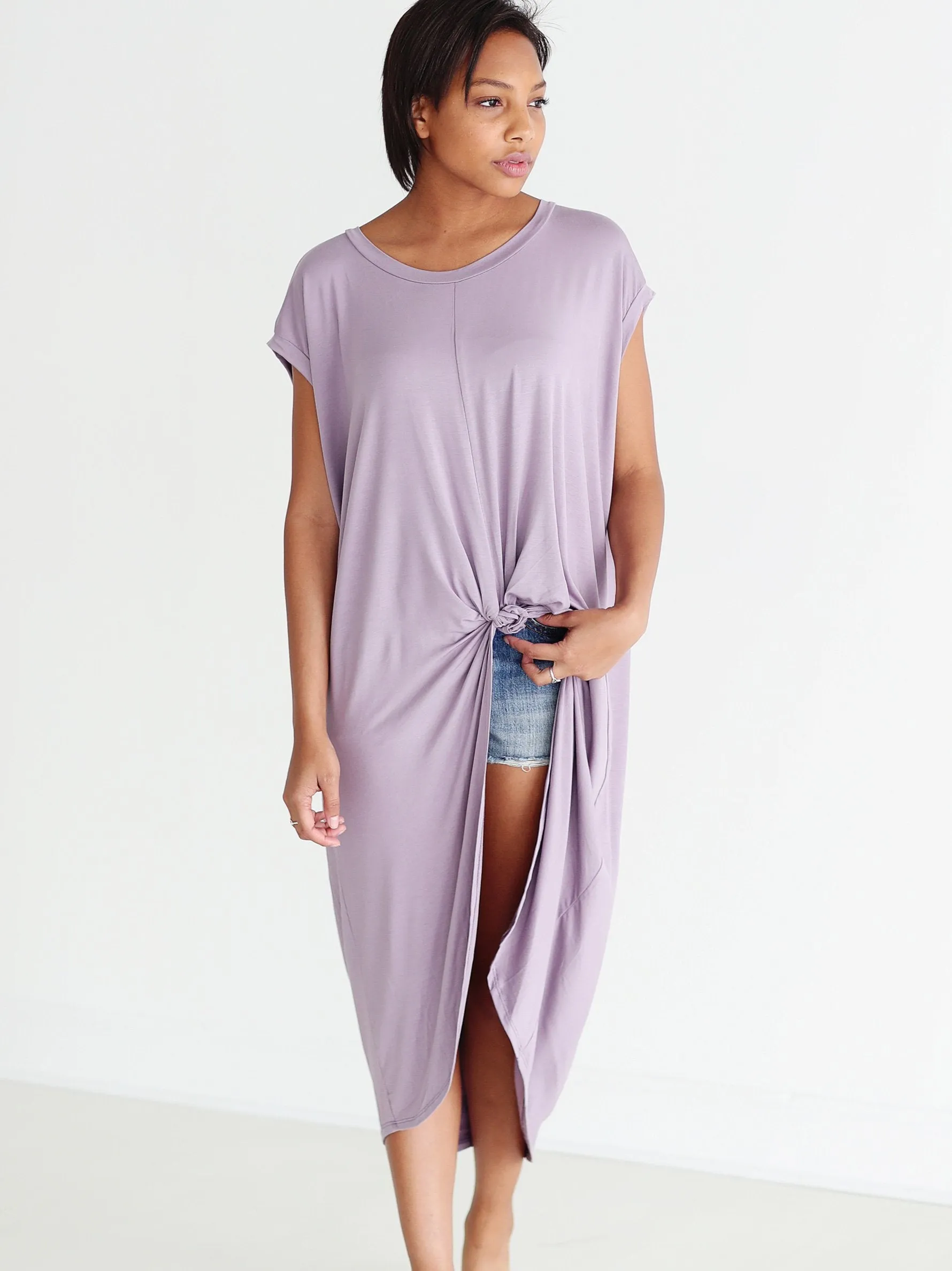 Light Purple DLMN Knotted High-Low Top