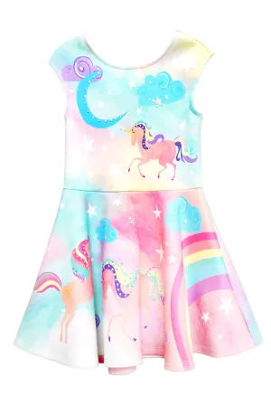 Little Girls Unicorn Rainbow Scuba Dress