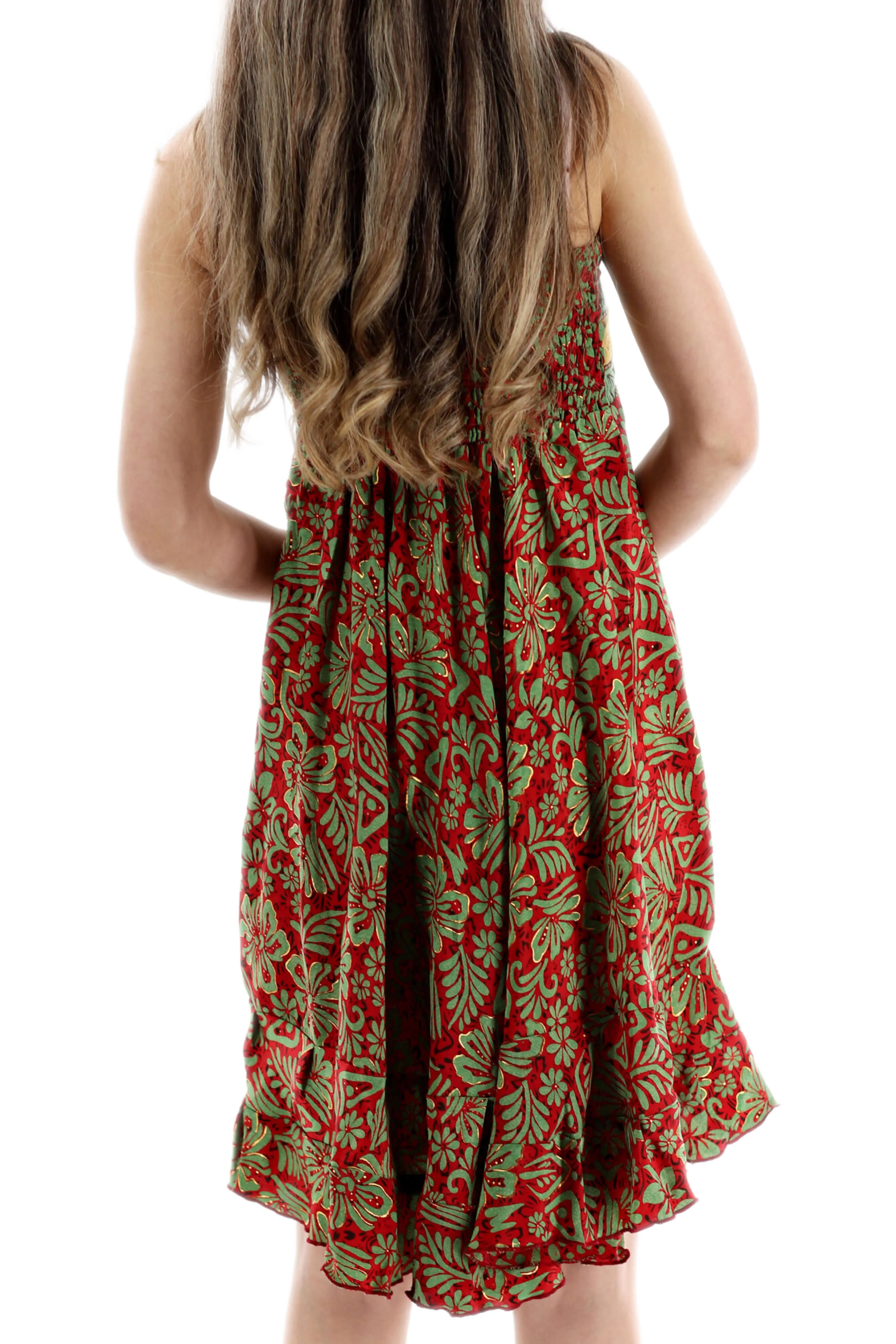 Long Flowy Floral "Daniela" Above knee dress in Red