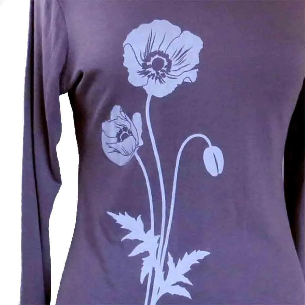 Long Sleeve - Purple Poppies by Uzura