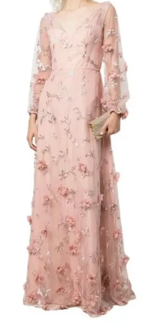 Marchessa Notte Designer Embroidered Flutter Floral Mother of the Bride Dress