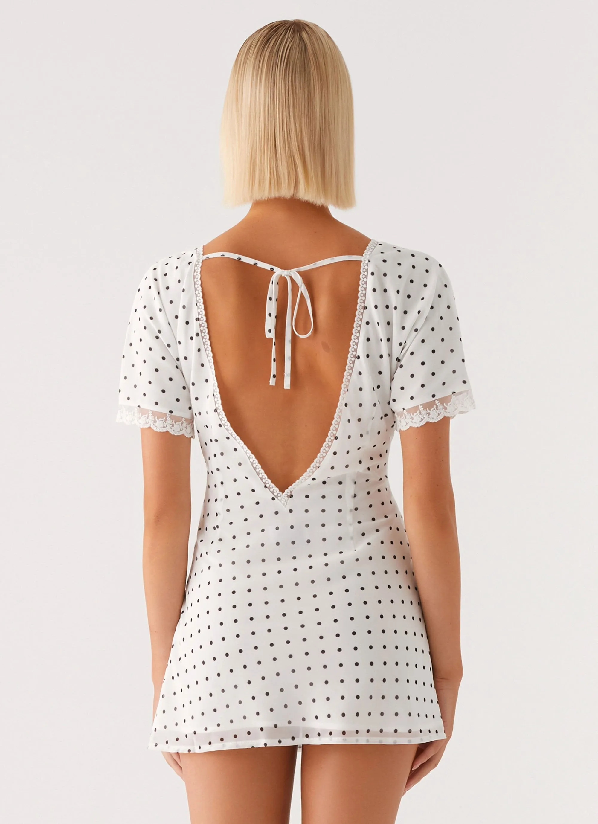 Marlowe Mini Dress - White Polkadot