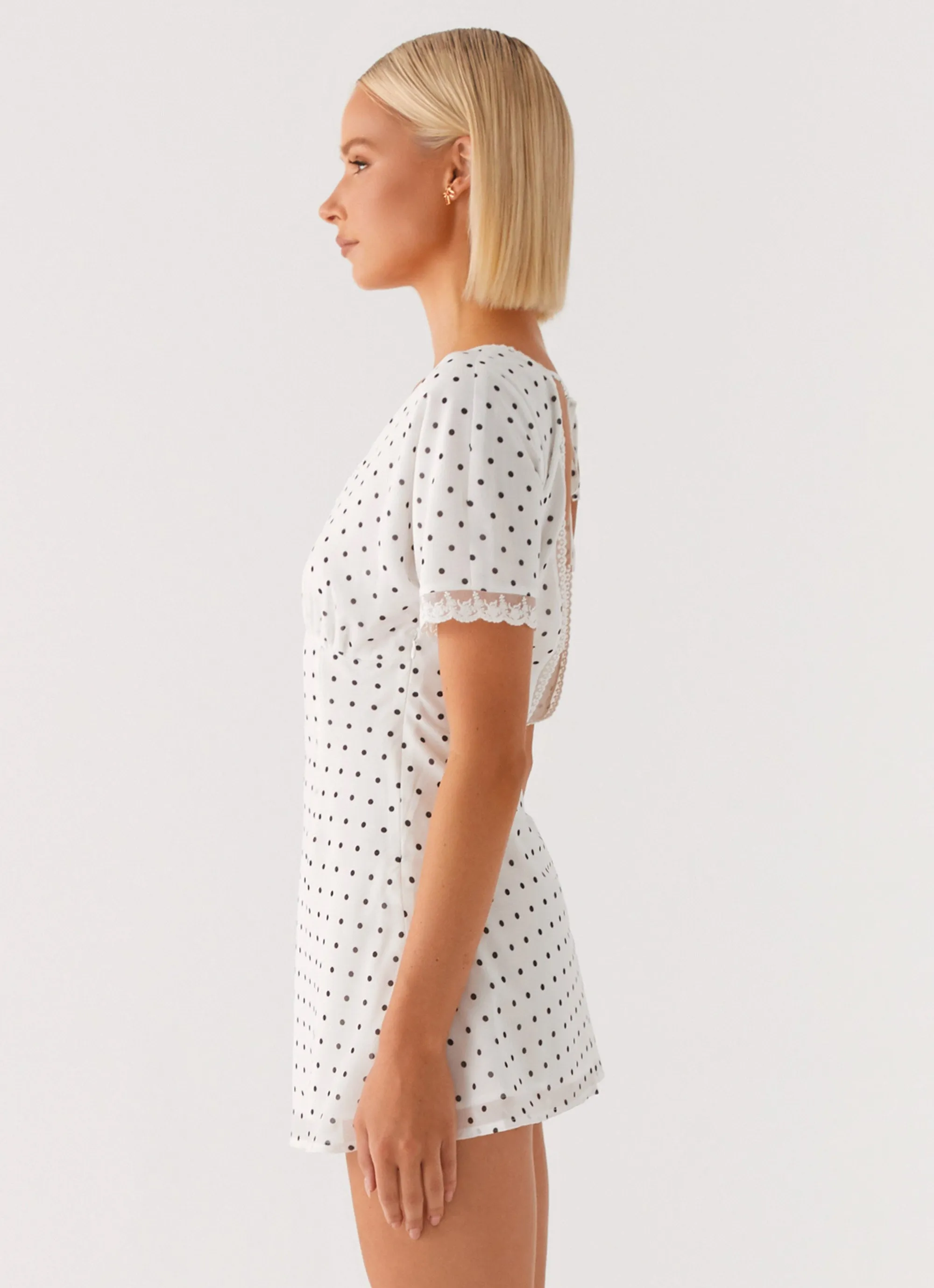 Marlowe Mini Dress - White Polkadot