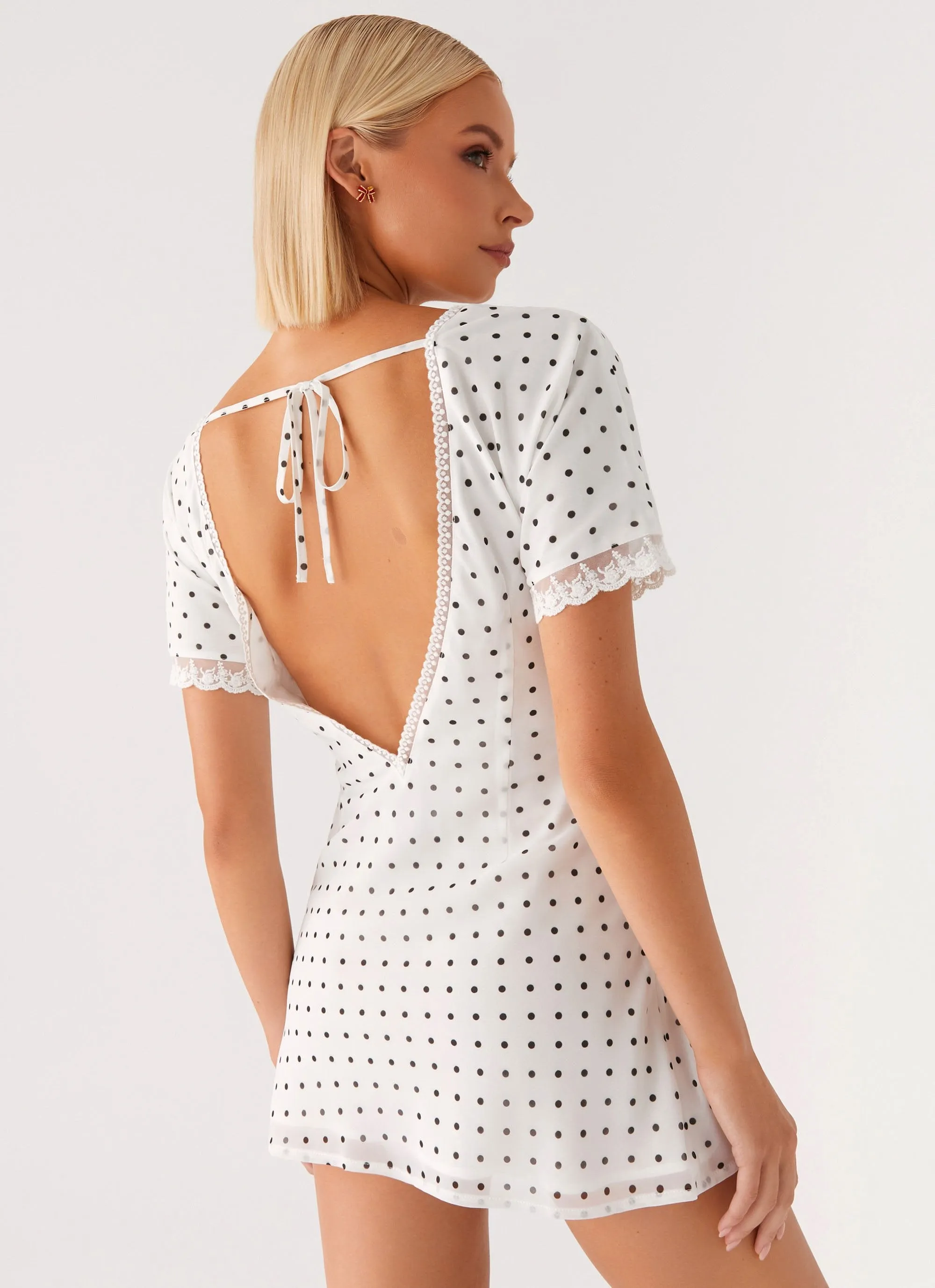 Marlowe Mini Dress - White Polkadot