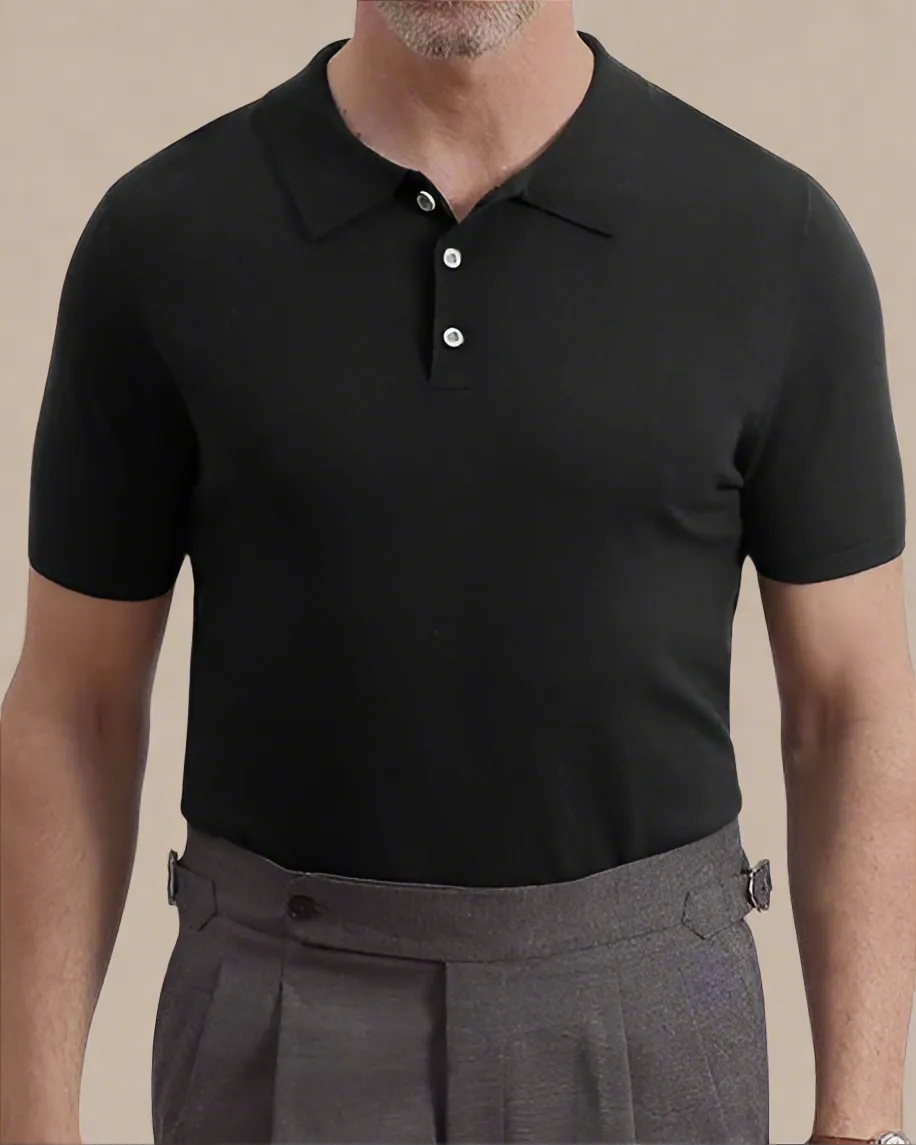 Mens Short Sleeve Fine Knit Polo