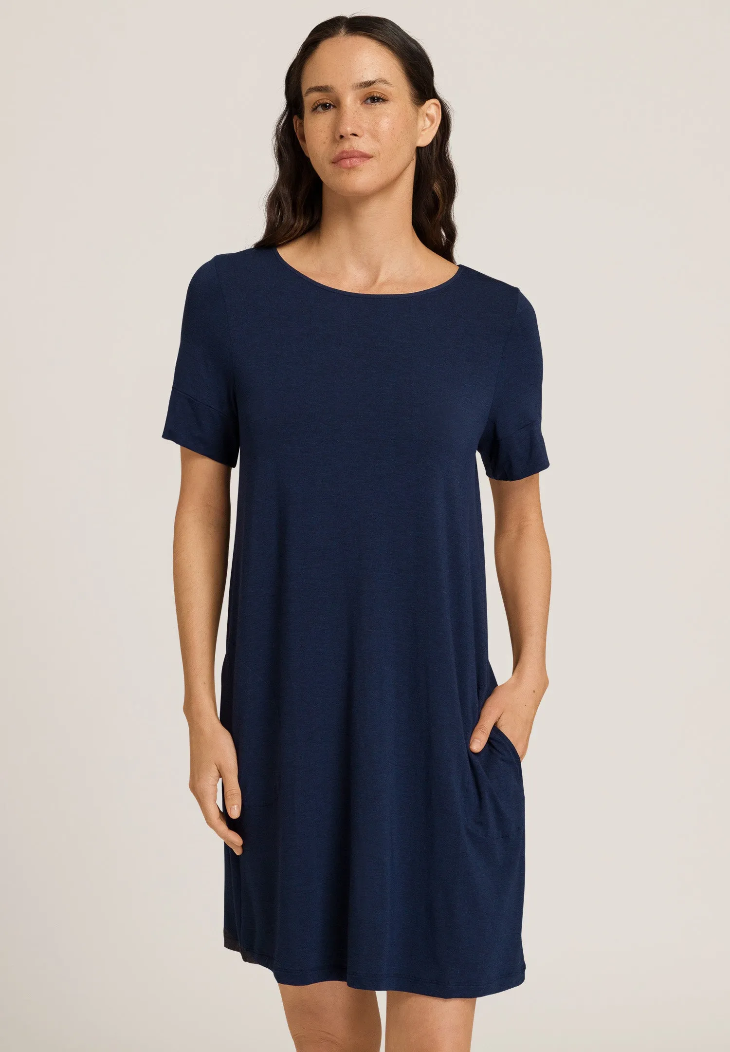 Natural Elegance Soft Round Neck Nightgown | Deep Navy 74949-1610