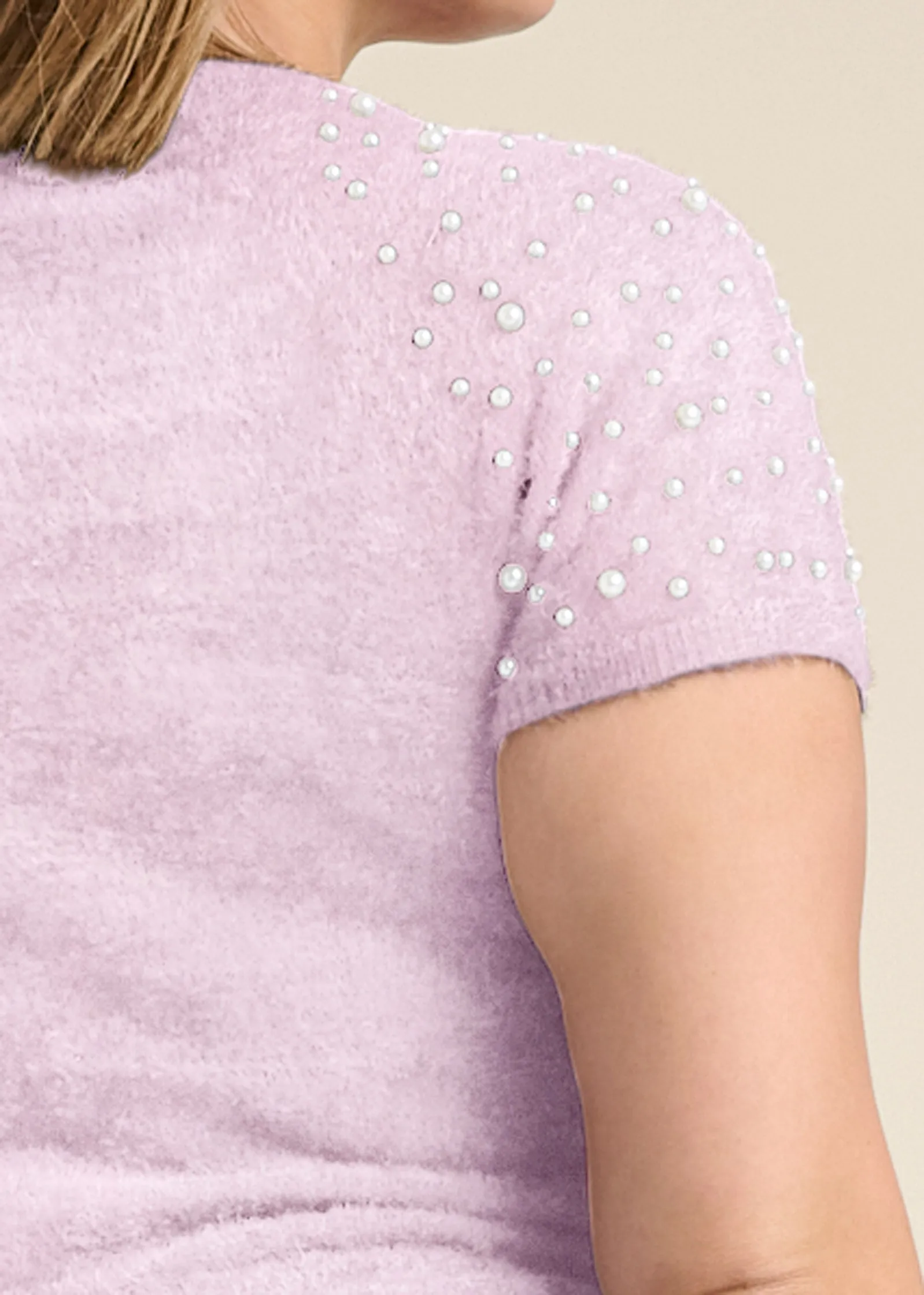 Pearl Short Sleeve Sweater - Lilac