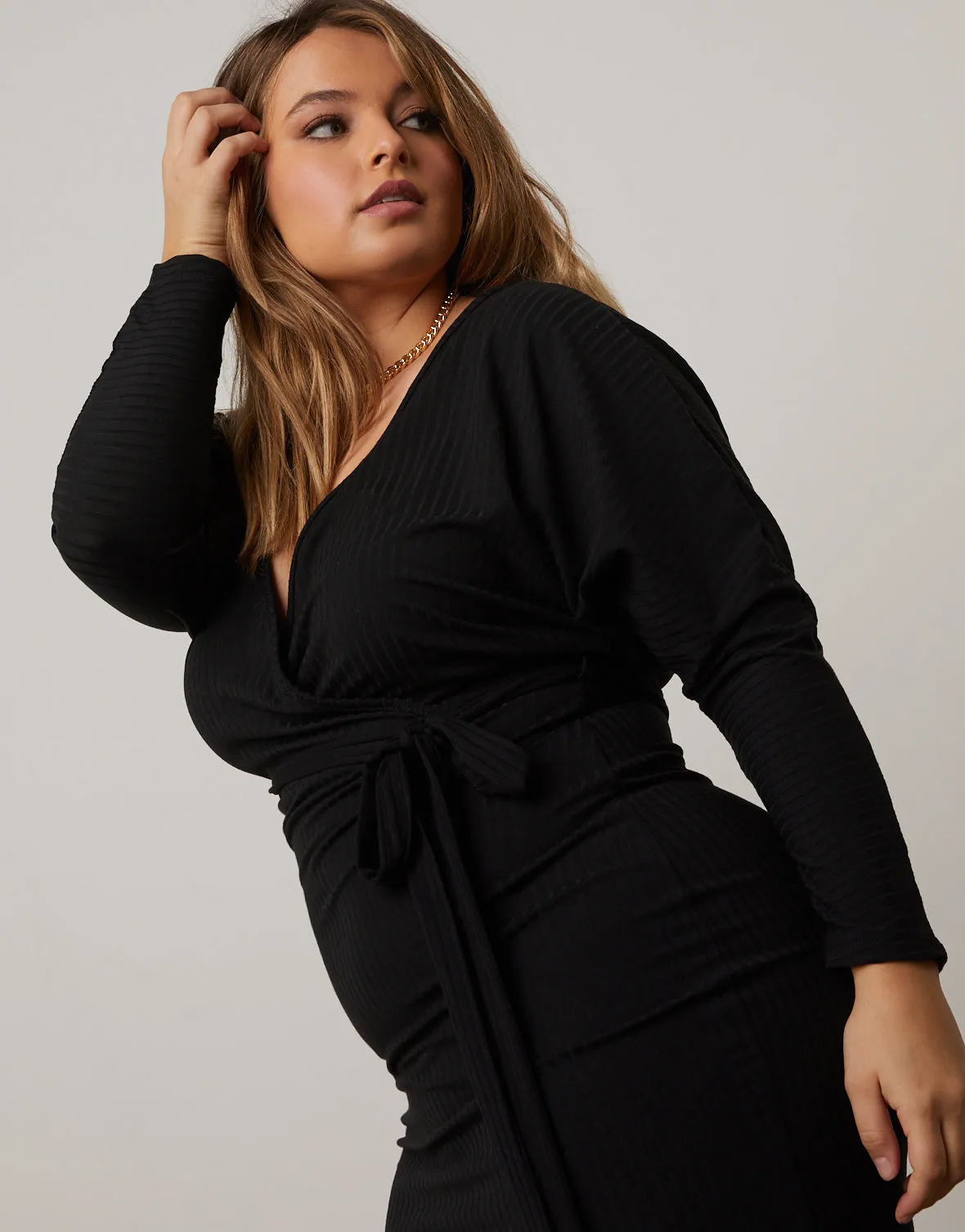 Plus Size Surplice Knit Dress