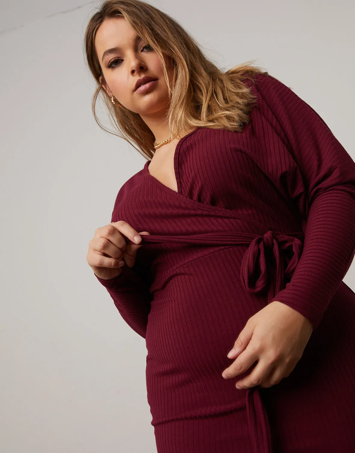 Plus Size Surplice Knit Dress