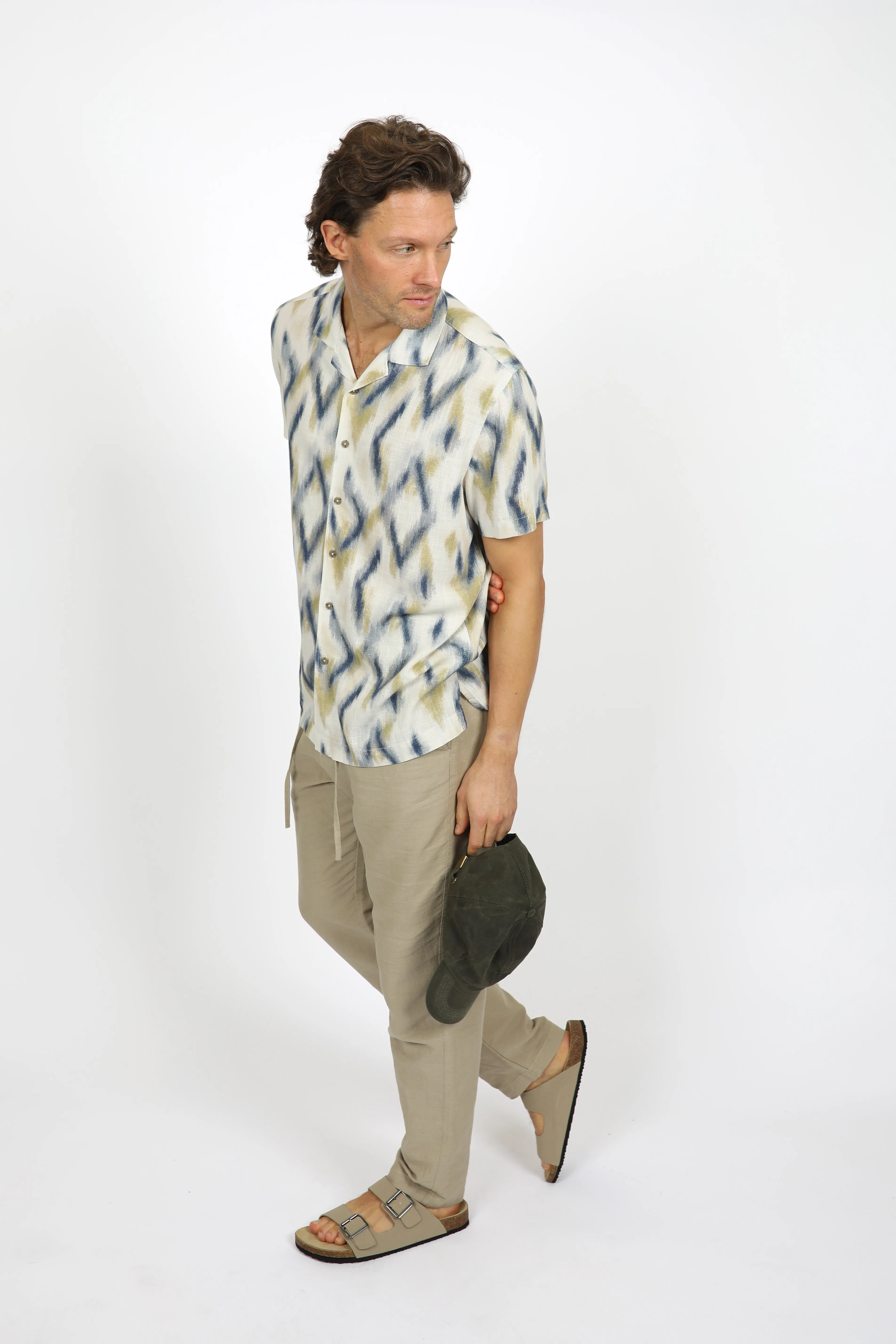 Relaxed Fit Ikat Cuban Collar Shirt