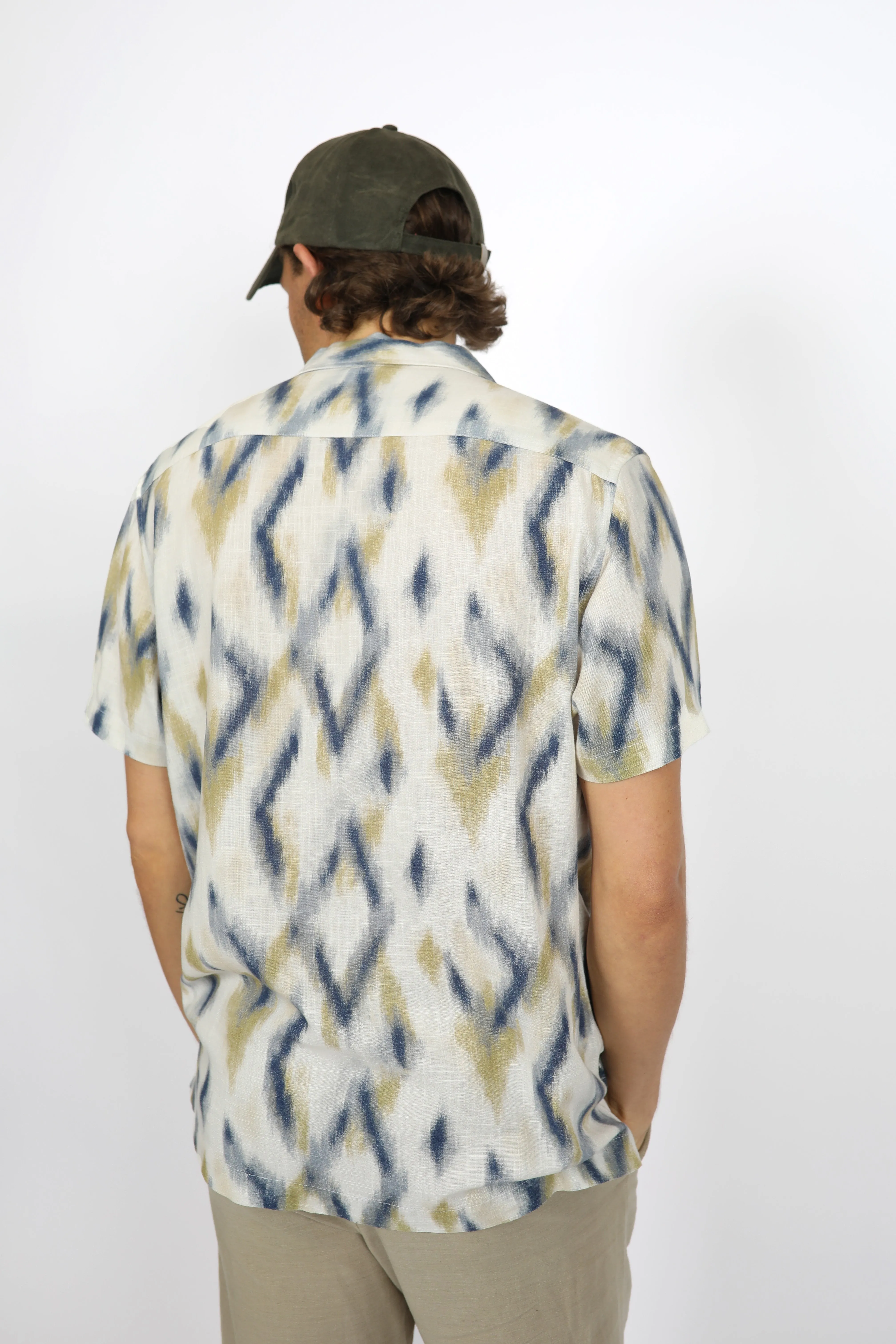 Relaxed Fit Ikat Cuban Collar Shirt