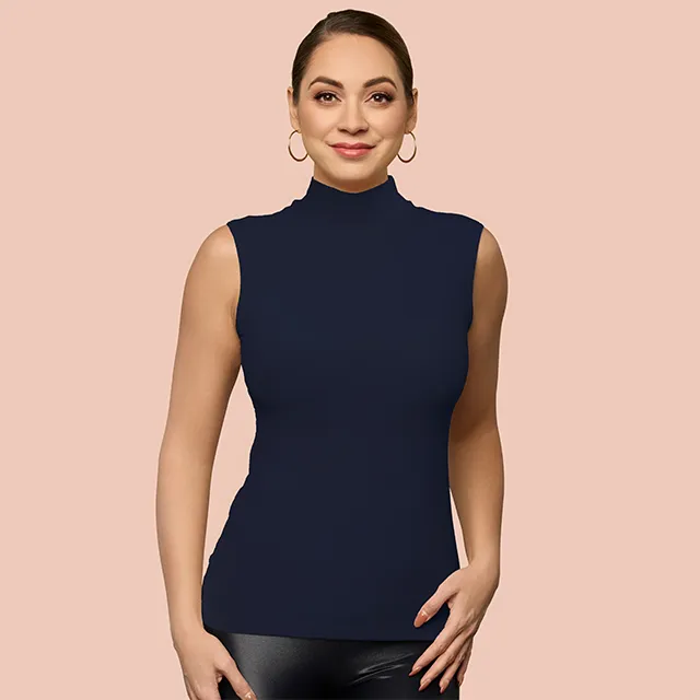 Sleeveless Mock Neck Luxury Layering Top