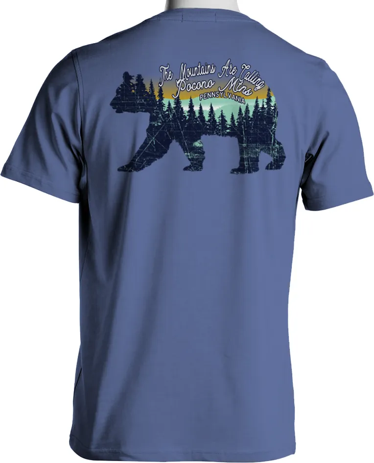 The Mountains Are Calling Short-Sleeve Souvenir T-Shirt (Bear Scene)