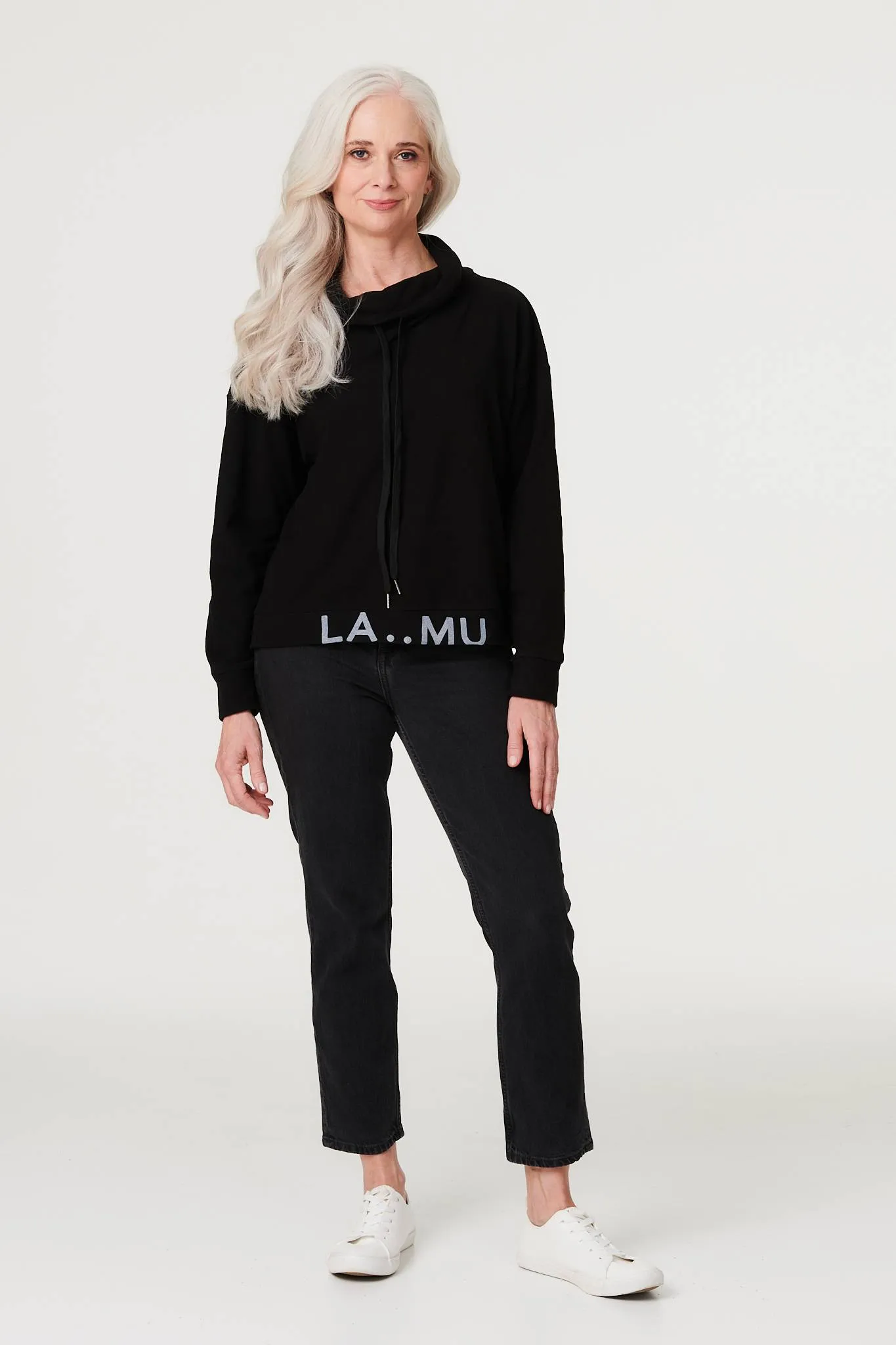 Tie Neck Long Sleeve Sweatshirt